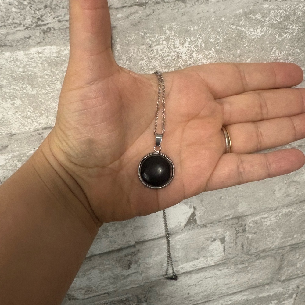 Black tourmaline Necklace stainless steel - for protection